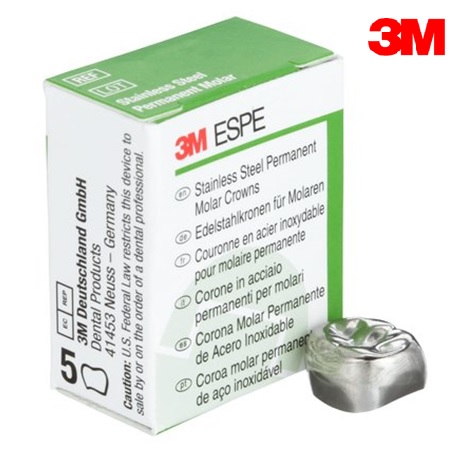 3M Stainless Steel First Permanent Molar Crowns, 6-LR-6 5/Pack
